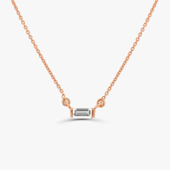 Dainty Sterling Silver Mini Baguette Cubic Zirconia Necklace