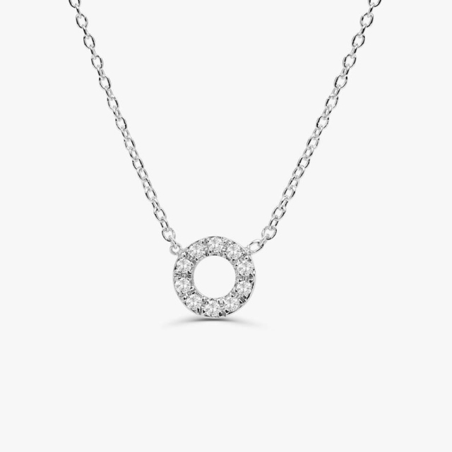 Sterling Silver Cubic Zirconia Tiny Open Circle Necklace