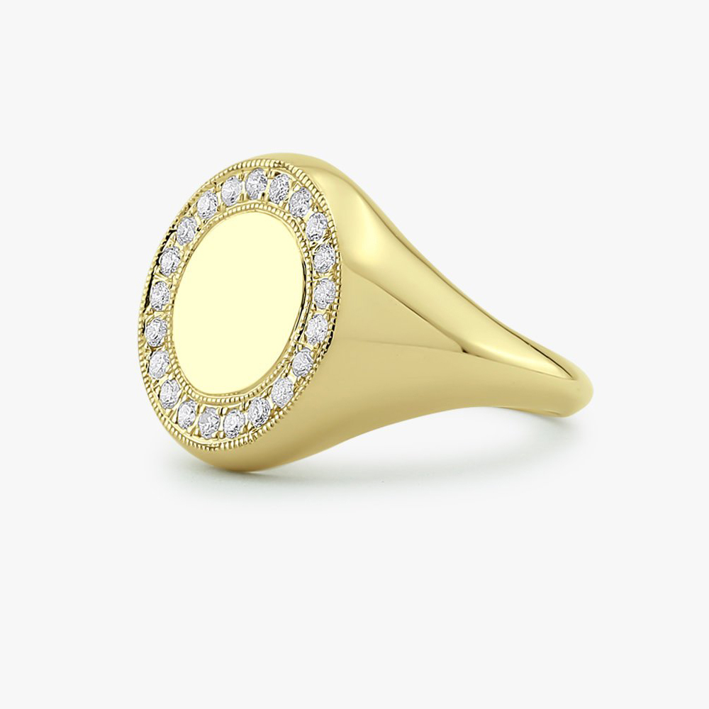 Sterling Silver Signet Ring Cubic Zirconia Monogram Ring