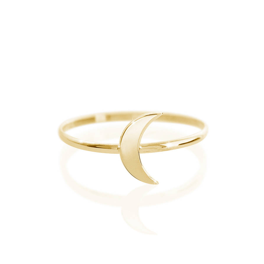 Dainty Sterling Silver 14K Gold Minimalist Crescent Half Moon Ring