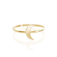Dainty Sterling Silver 14K Gold Minimalist Crescent Half Moon Ring