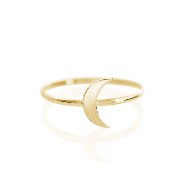 Dainty Sterling Silver 14K Gold Minimalist Crescent Half Moon Ring