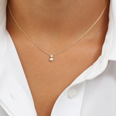 Sterling Silver Double Solitaire Floating Necklace for Her