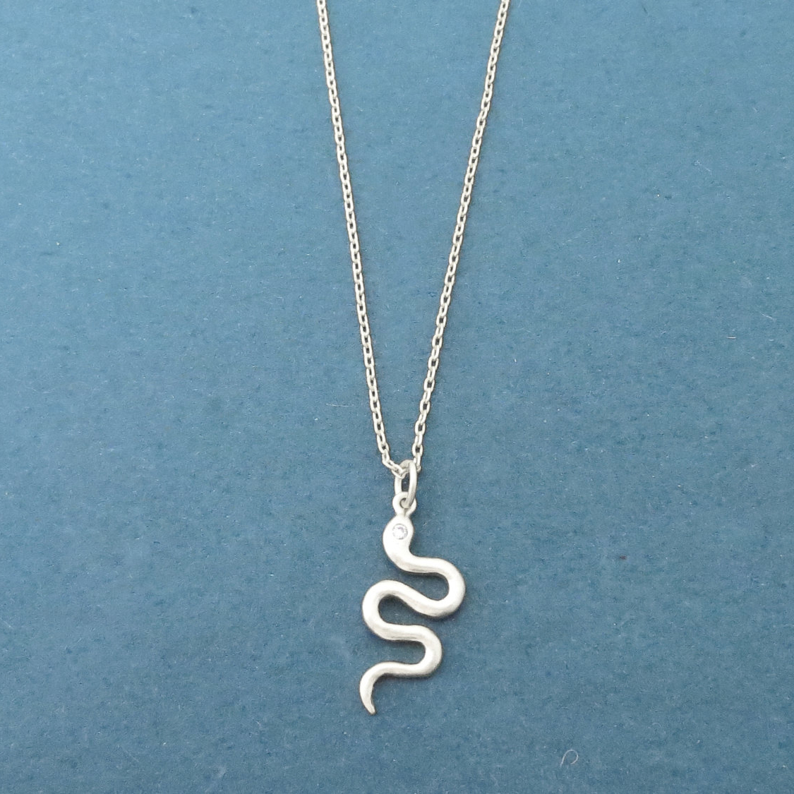 Animal Jewelry Sterling Silver Cubic Zirconia Snake Necklace