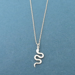 Animal Jewelry Sterling Silver Cubic Zirconia Snake Necklace