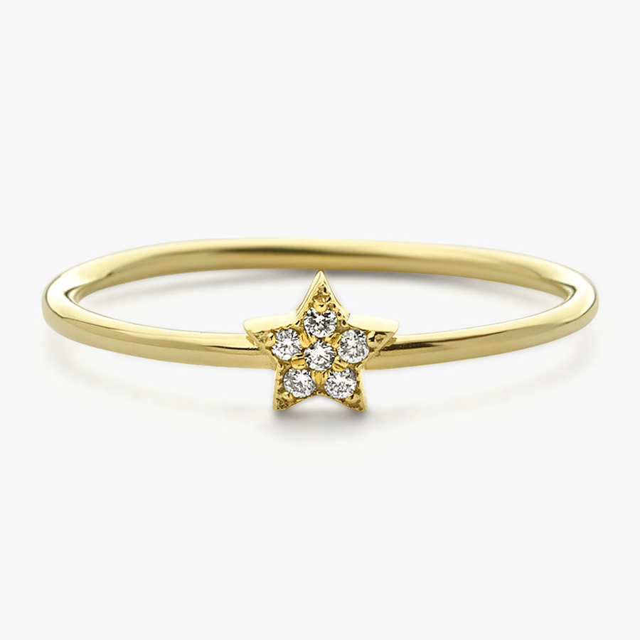 Sterling Silver Micro Pave Setting Cubic Zirconia Mini Star Stackable Ring