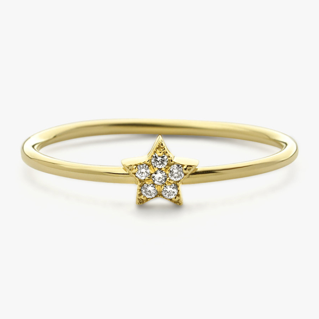 Sterling Silver Micro Pave Setting Cubic Zirconia Mini Star Stackable Ring