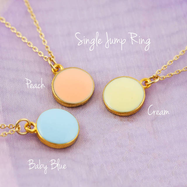 Dainty Design Sterling Silver Colourful Enamel Coin Necklace