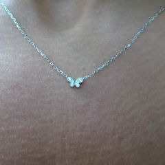 Tiny Design Sterling Silver Pave Set CZ Mini Butterfly Necklace