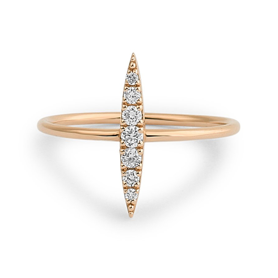 Dainty Elongated Micro Pave Stackable Bar Ring