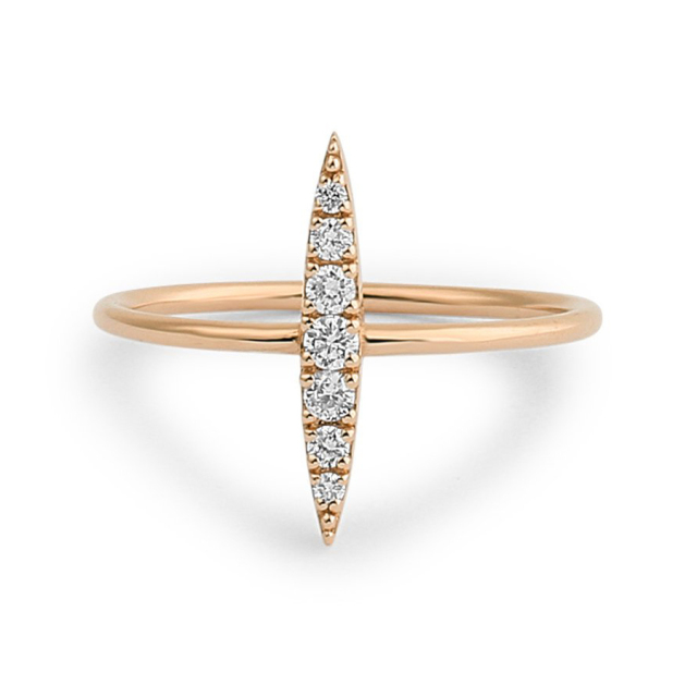 Dainty Elongated Micro Pave Stackable Bar Ring