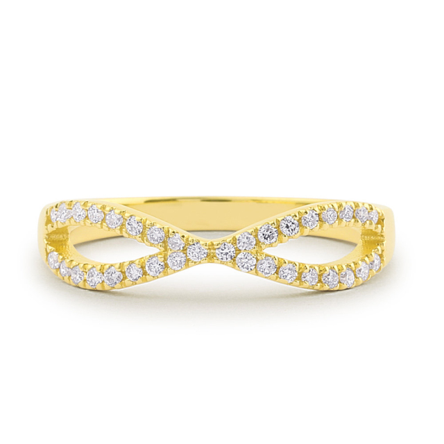 Sterling Silver Criss Cross Half Eternity Ring Dainty Infinity Ring
