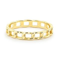 Chain Link Rose Gold Sterling Silver Wedding Band Ring