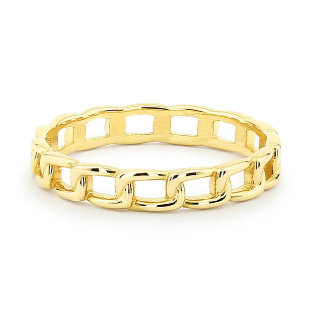 Chain Link Rose Gold Sterling Silver Wedding Band Ring