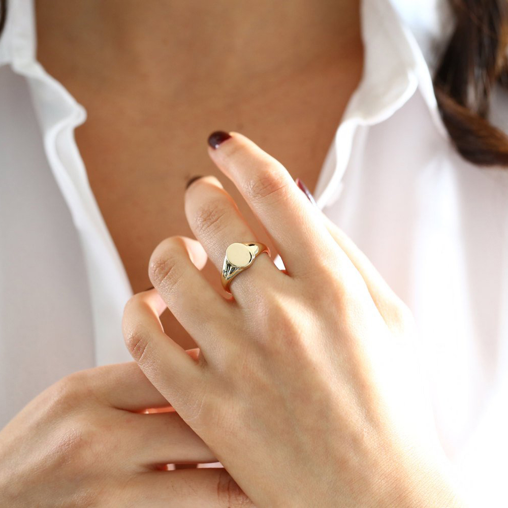 Simple Statement Jewelry Chic Circle Face Graducted Band Ring