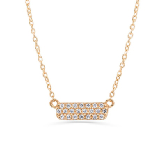 Sterling Silver Micro Pave Cubic Zirconia Small Horizontal Bar Necklace