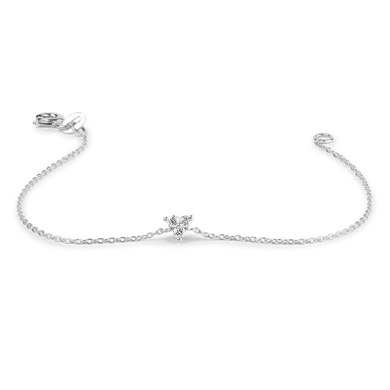 Sterling Silver Round Cut CZ Trio Clucter Floating Bracelet for Women