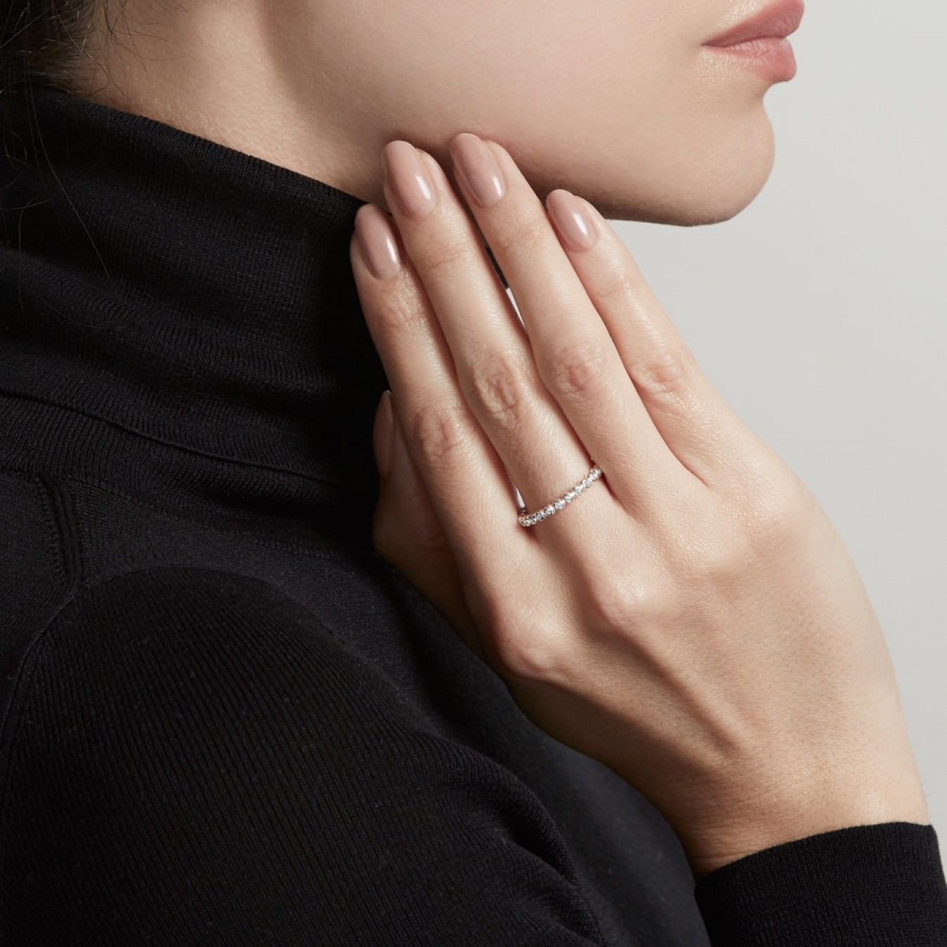 Sterling Silver Cubic Zirconia Thin Eternity Ring