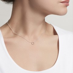 Sterling Silver Plain Open Circle Beaded Necklace
