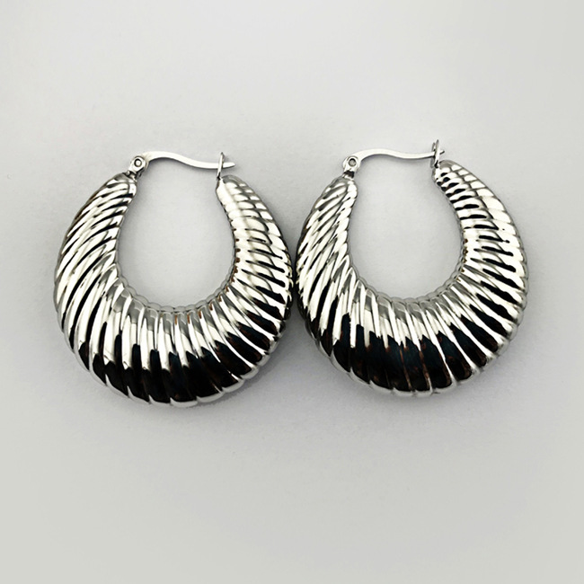 Customized Jewelry Stainless Steel Fan-shaped Large Sadie Hoop Earrings