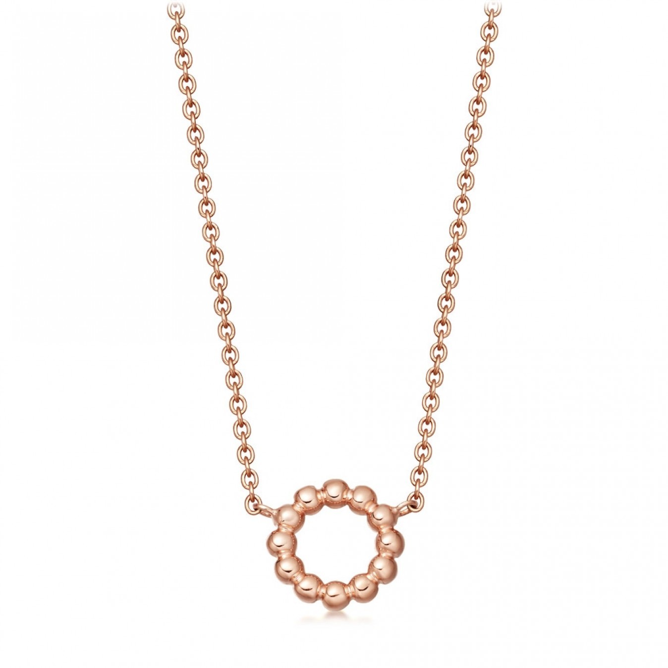 Sterling Silver Plain Open Circle Beaded Necklace