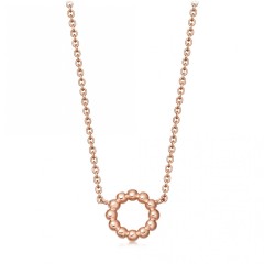 Sterling Silver Plain Open Circle Beaded Necklace