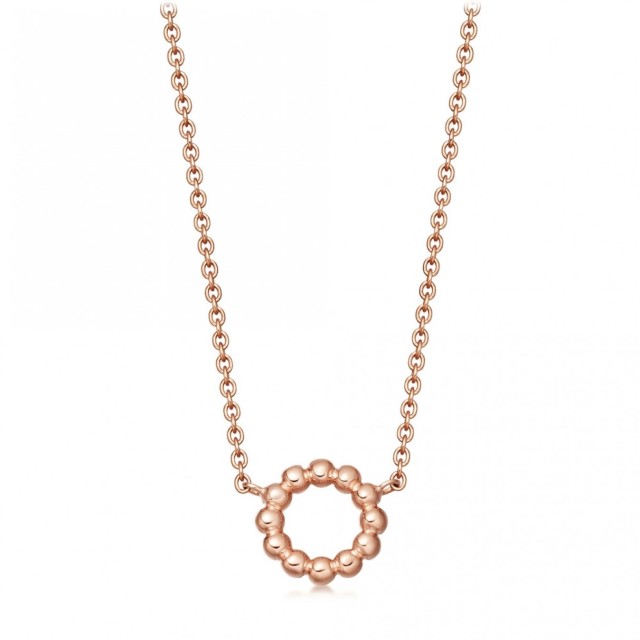 Sterling Silver Plain Open Circle Beaded Necklace
