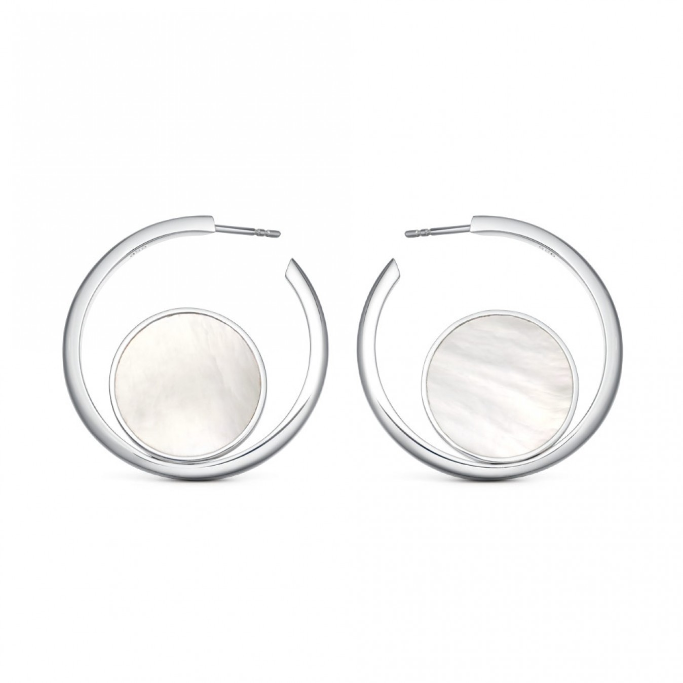 Europe Design Sterling Silver Mother of Pearl Hoop Earrings