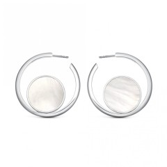 Europe Design Sterling Silver Mother of Pearl Hoop Earrings