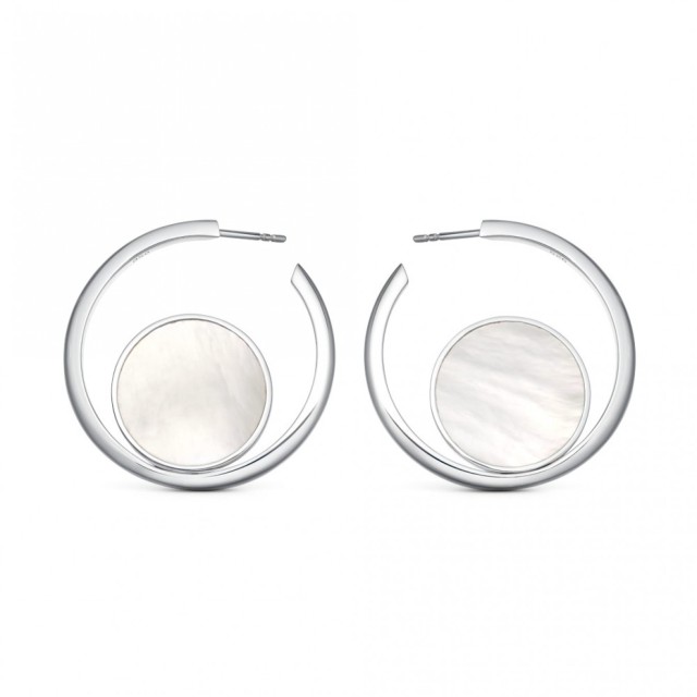 Europe Design Sterling Silver Mother of Pearl Hoop Earrings