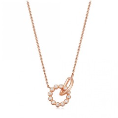 Rose Gold Sterling Silver Cubic Zirconia Interlocking Necklace