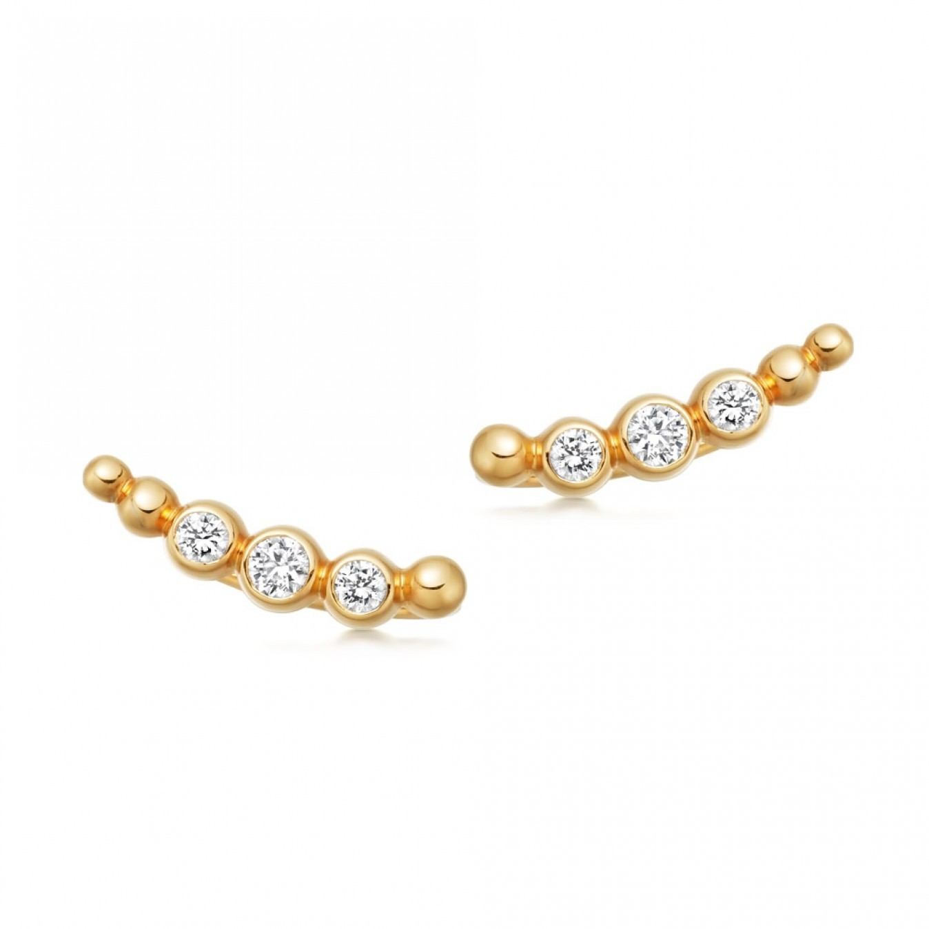 Sterling Silver Cubic Zirconia Ear Crawlers Earrings Climbers