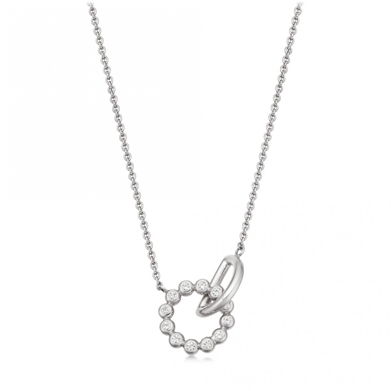 Rose Gold Sterling Silver Cubic Zirconia Interlocking Necklace