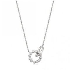 Rose Gold Sterling Silver Cubic Zirconia Interlocking Necklace