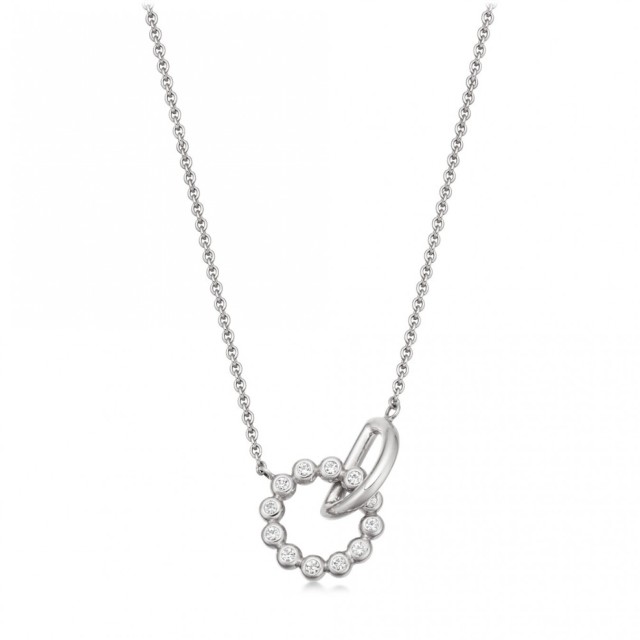 Rose Gold Sterling Silver Cubic Zirconia Interlocking Necklace