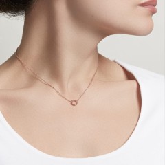 Sterling Silver Plain Open Circle Beaded Necklace