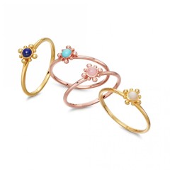 Rose Gold Sterling Silver Solitaire Mini Rose Quartz Thin Ring