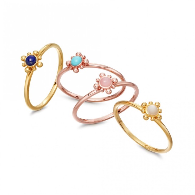 Rose Gold Sterling Silver Solitaire Mini Rose Quartz Thin Ring