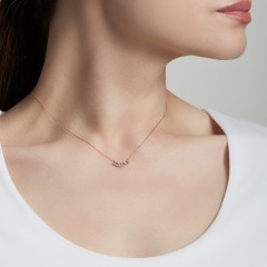 Dainty Sterling Silver Cubic Zirconia and Fire Opal Ellipse Necklace