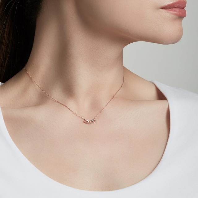 Dainty Sterling Silver Cubic Zirconia and Fire Opal Ellipse Necklace