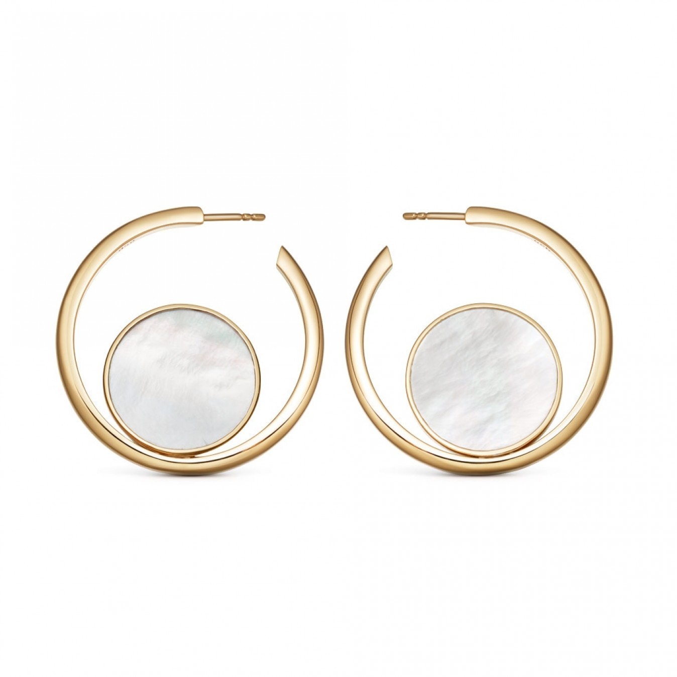 Europe Design Sterling Silver Mother of Pearl Hoop Earrings