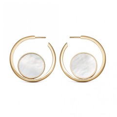 Europe Design Sterling Silver Mother of Pearl Hoop Earrings