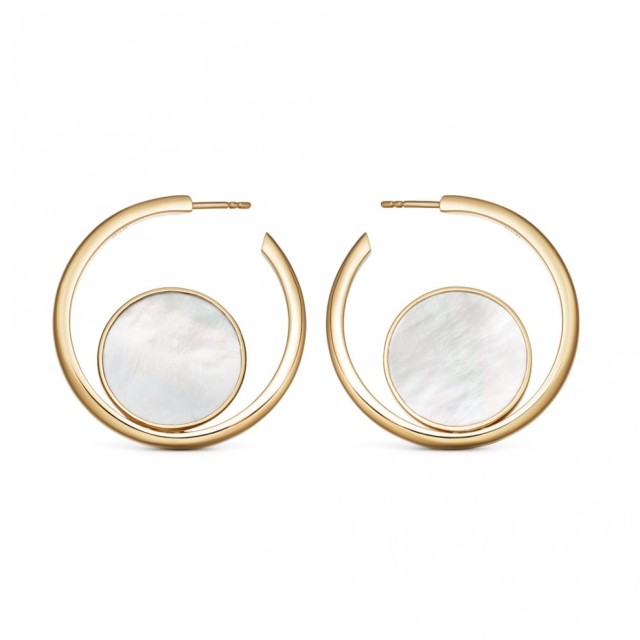 Europe Design Sterling Silver Mother of Pearl Hoop Earrings