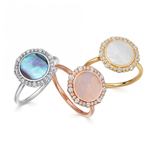 Sterling Silver Cubic Zirconia Mother of Pearl Ring
