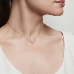 Rose Gold Sterling Silver Solitaire Mini Rose Quartz Dainty Necklace