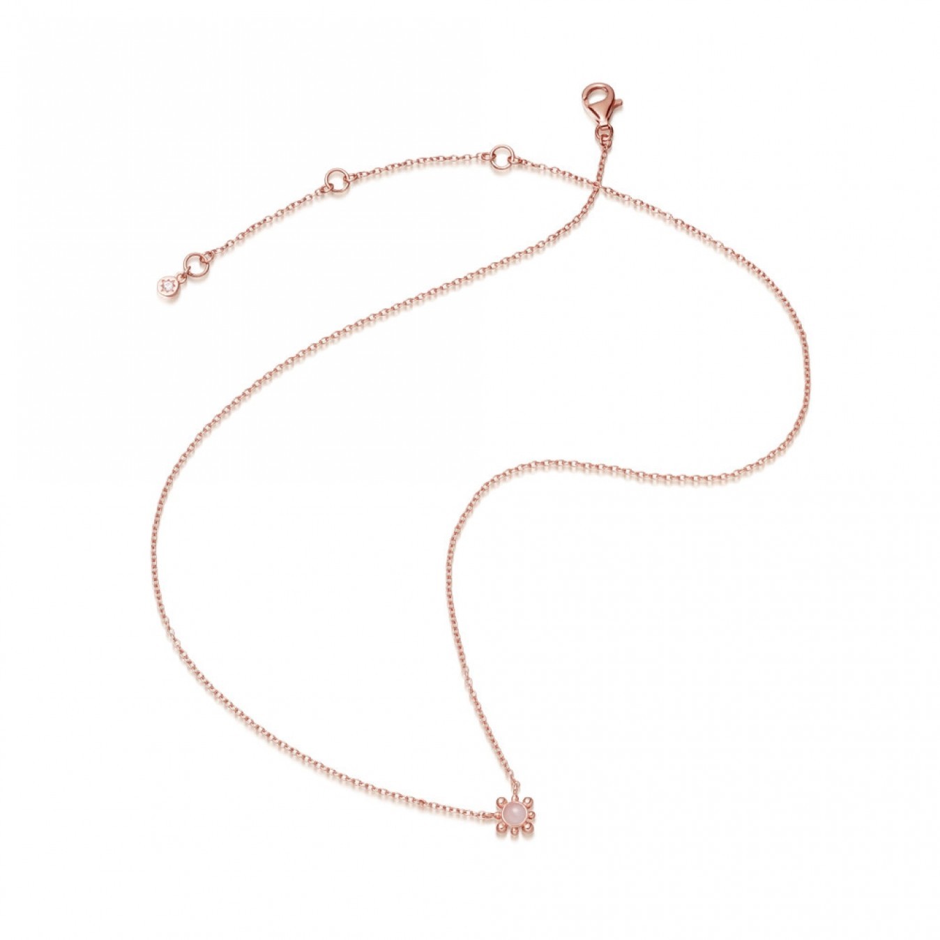 Rose Gold Sterling Silver Solitaire Mini Rose Quartz Dainty Necklace
