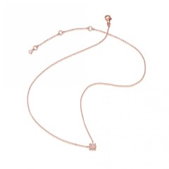 Rose Gold Sterling Silver Solitaire Mini Rose Quartz Dainty Necklace