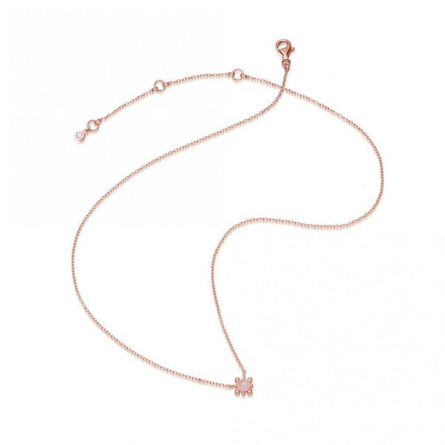 Rose Gold Sterling Silver Solitaire Mini Rose Quartz Dainty Necklace