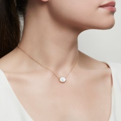 14K Gold Sterling Silver Mother of Pearl Oval Pendant Necklace