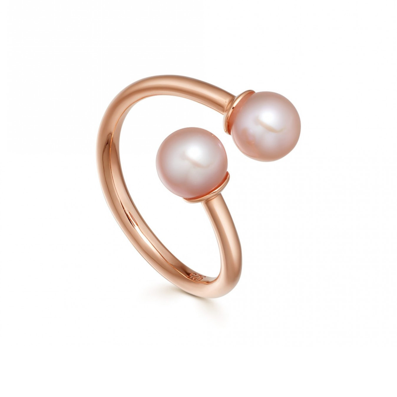 Dainty Sterling Silver Pearl Open Ring with Adjustable Size